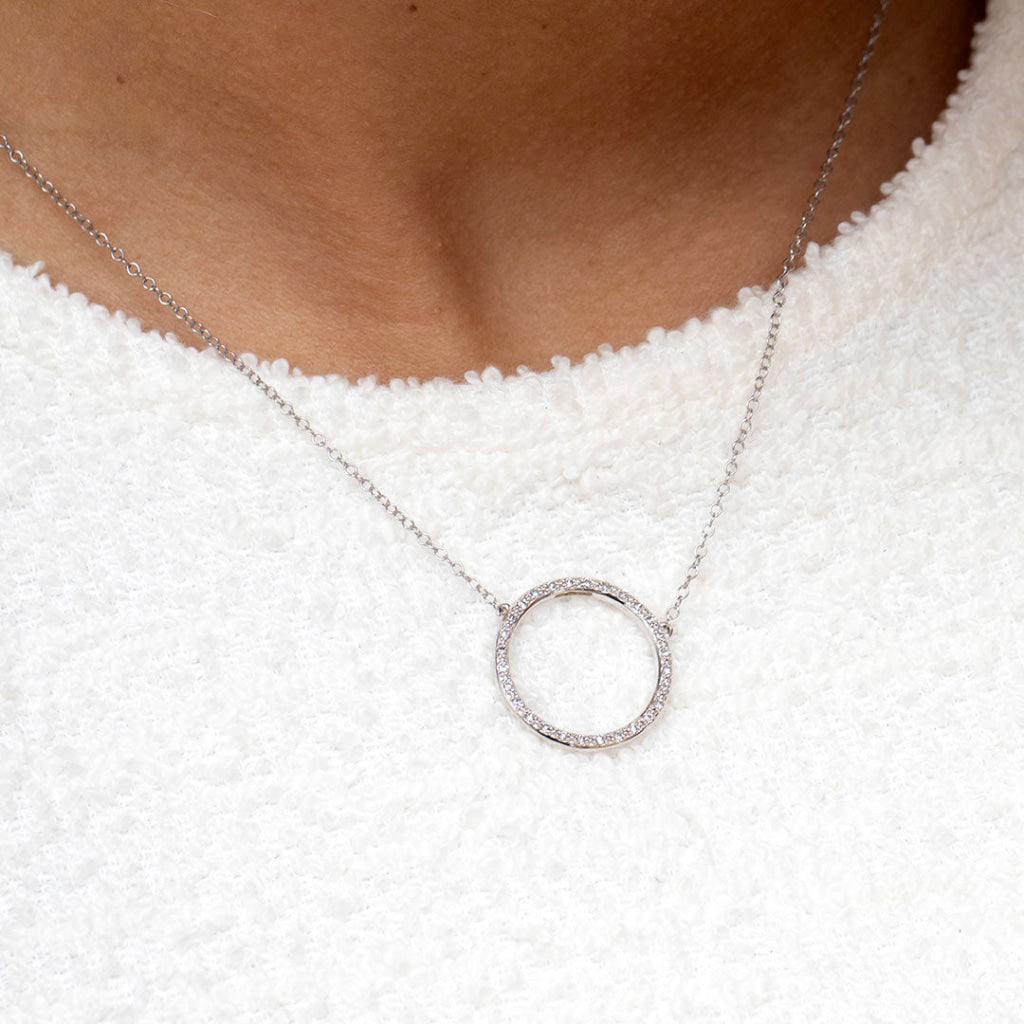 Circle Diamond Necklace | 9ct White Gold