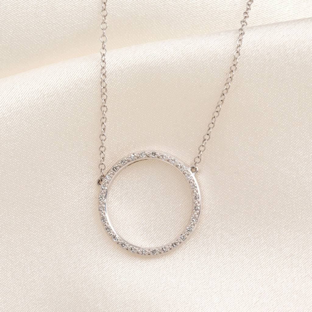 Circle Diamond Necklace | 9ct White Gold - Necklace