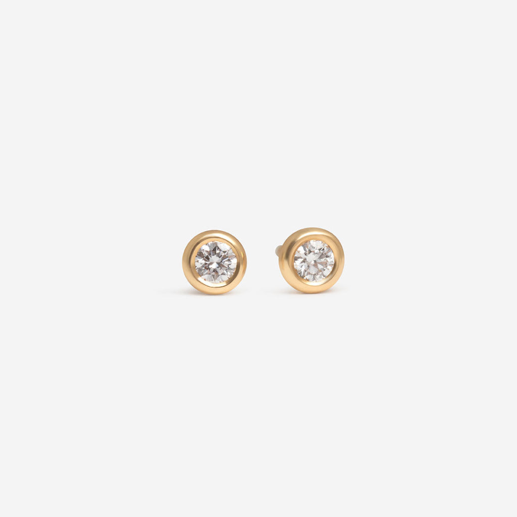 Circlet Rubover Natural Diamond Earrings | 18ct Gold