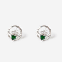 Claddagh Green Earrings | Sterling Silver - Earrings