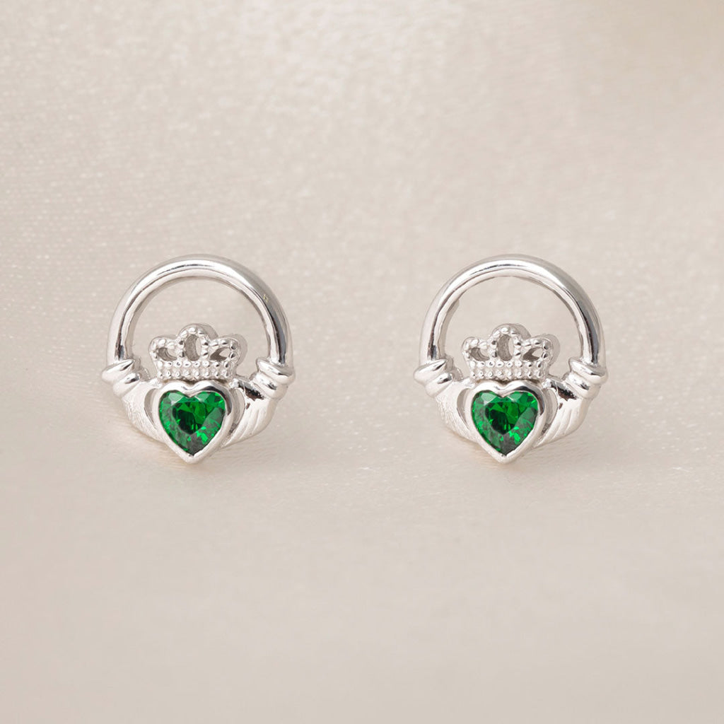 Claddagh Green Earrings | Sterling Silver - Earrings