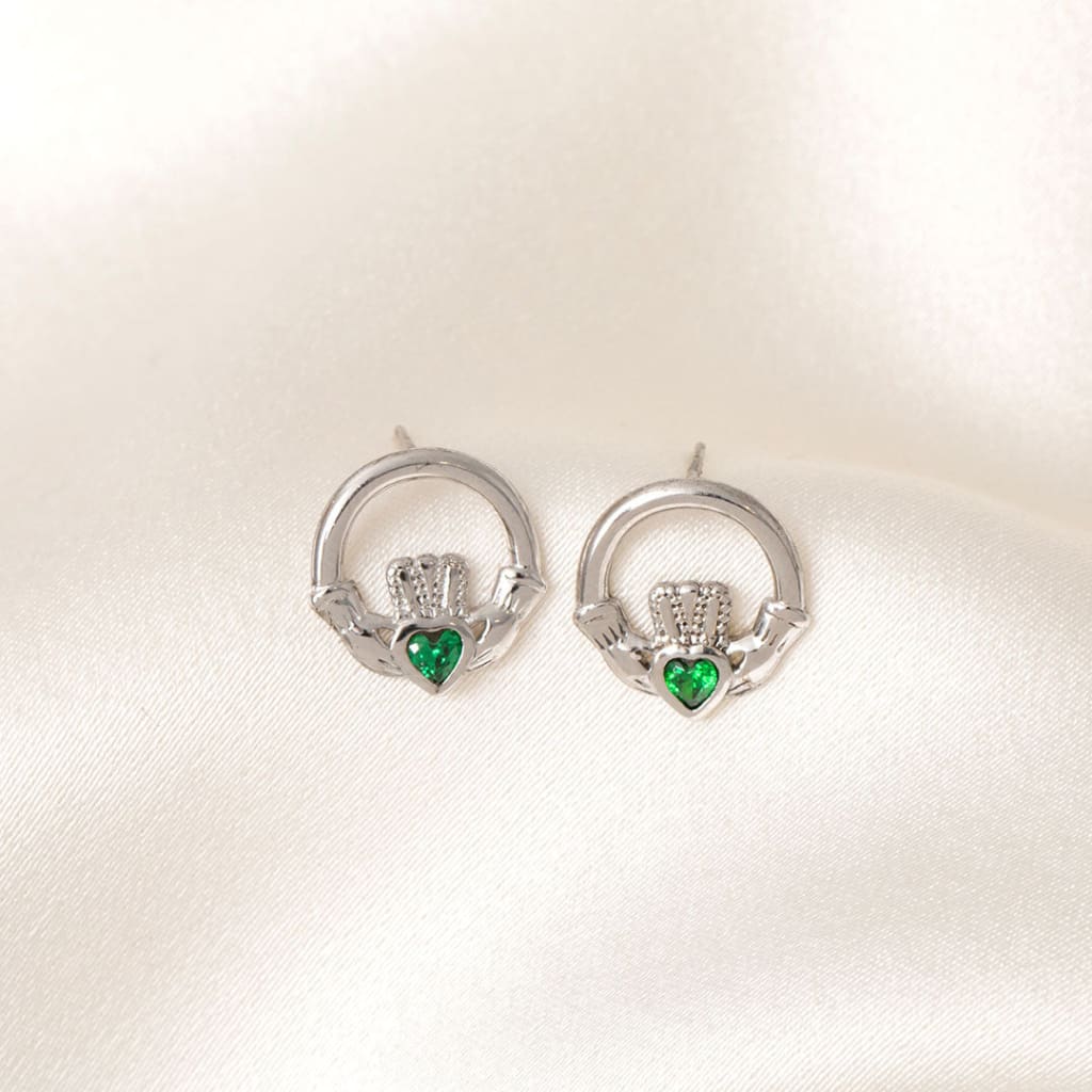 Claddagh Green Earrings | Sterling Silver - Earrings