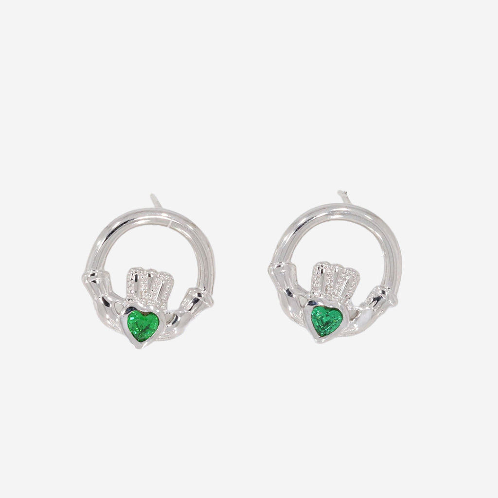 Claddagh Green Earrings | Sterling Silver