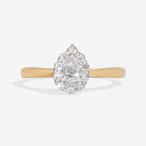 CLARA 0.50ct | Pear Halo Diamond Engagement Ring in 18ct Gold