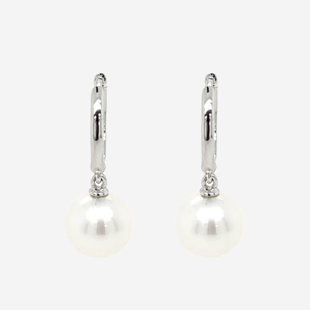 Classic Pearl Drop Earrings | 9ct White Gold