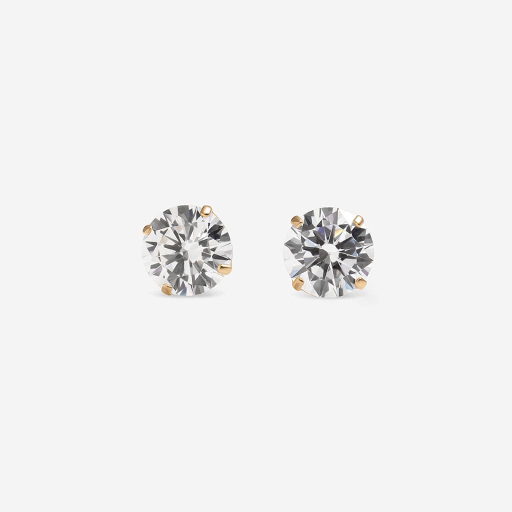 Classic Sparkle| 9ct Gold CZ 4mm Earrings