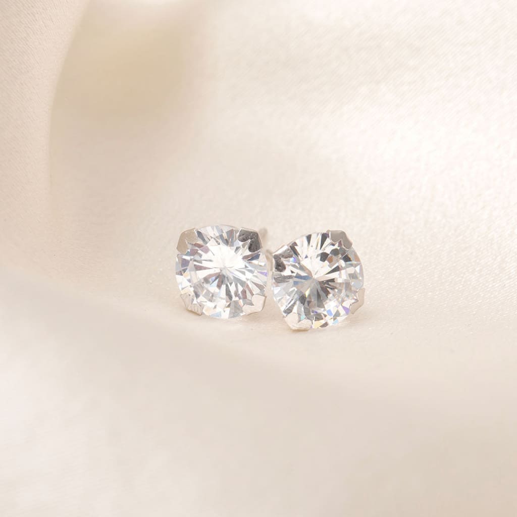 Classic Sparkle - 7mm Earrings | 9ct White Gold - Earrings