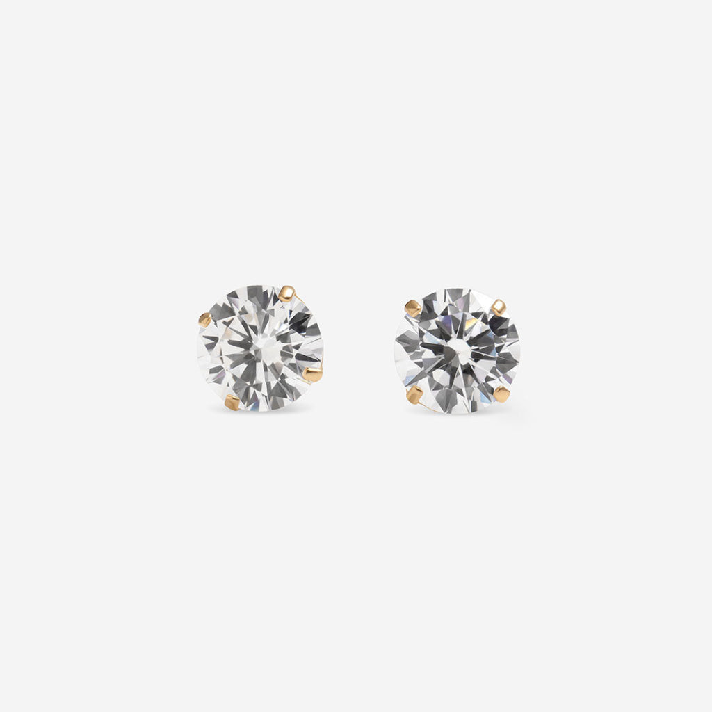 Classic Sparkle| 9ct Gold CZ 4mm Earrings