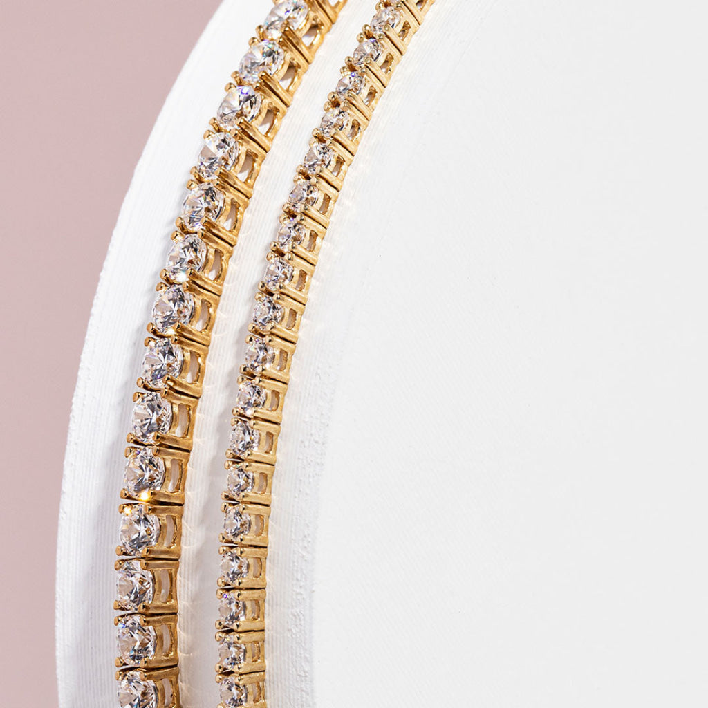 Two Cz Tennis bracelets in 9ct gold - Photo 2