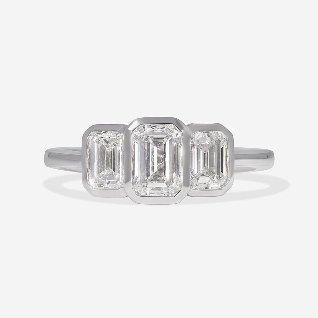 CLODAGH | Emerald Cut Bezel Set Lab Diamond in Platinum