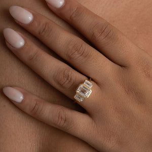 CLODAGH 2.50ct | Emerald Cut 3-Stone Lab Grown Diamond Engagement Ring in 18ct Gold