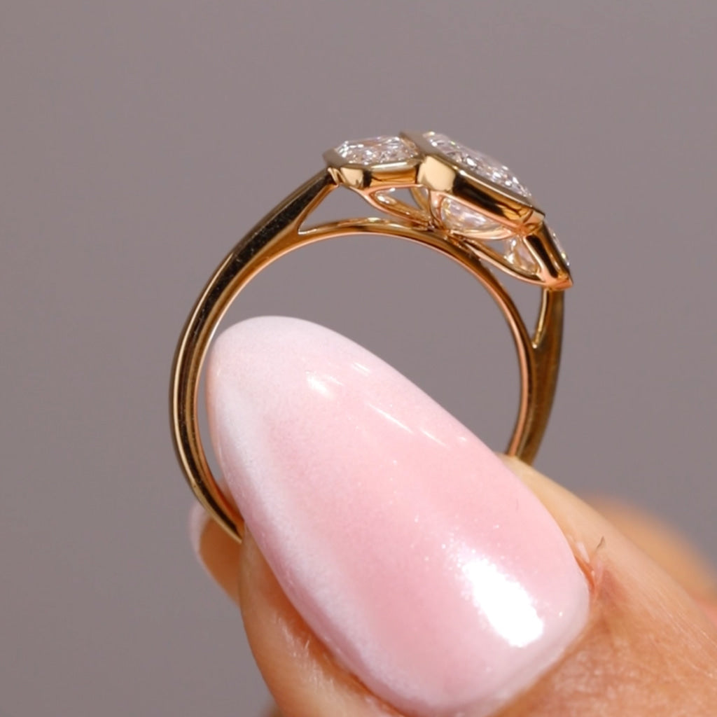 CLODAGH | Emerald Cut Bezel Set Lab Diamond in 18ct Gold