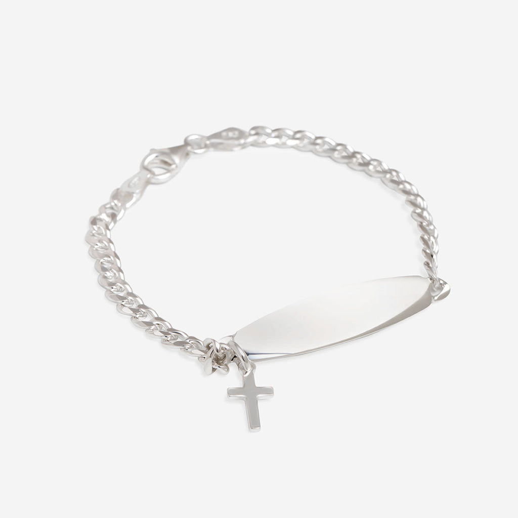 ☆silver925☆ ID bracelet CROSS Cross Charm - Baby ID Bracelet | Sterling Silver – Gear Jewellers