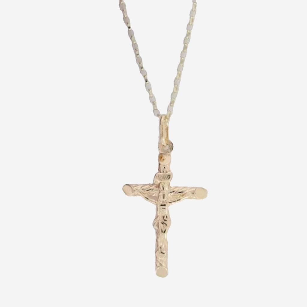 Crucifix Necklace With Rope Design | 9ct Gold - Necklace