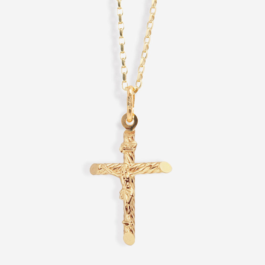 Crucifix Necklace With Rope Design | 9ct Gold - Necklace