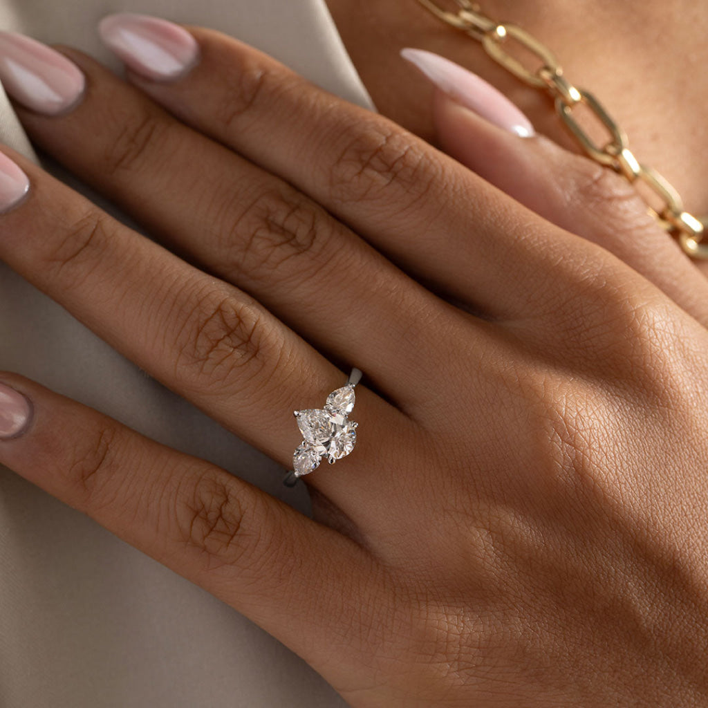 CUBA 2ct | Pear 3-Stone Lab Grown Diamond Engagement Ring in Platinum