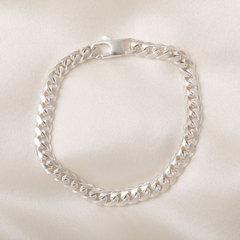 silver cuban link bracelet