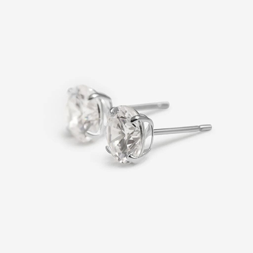 Cubic Zirconia Earrings 4mm | Sterling Silver - Earrings