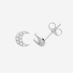 Cubic Zirconia Moon Earrings | Sterling Silver - Earrings