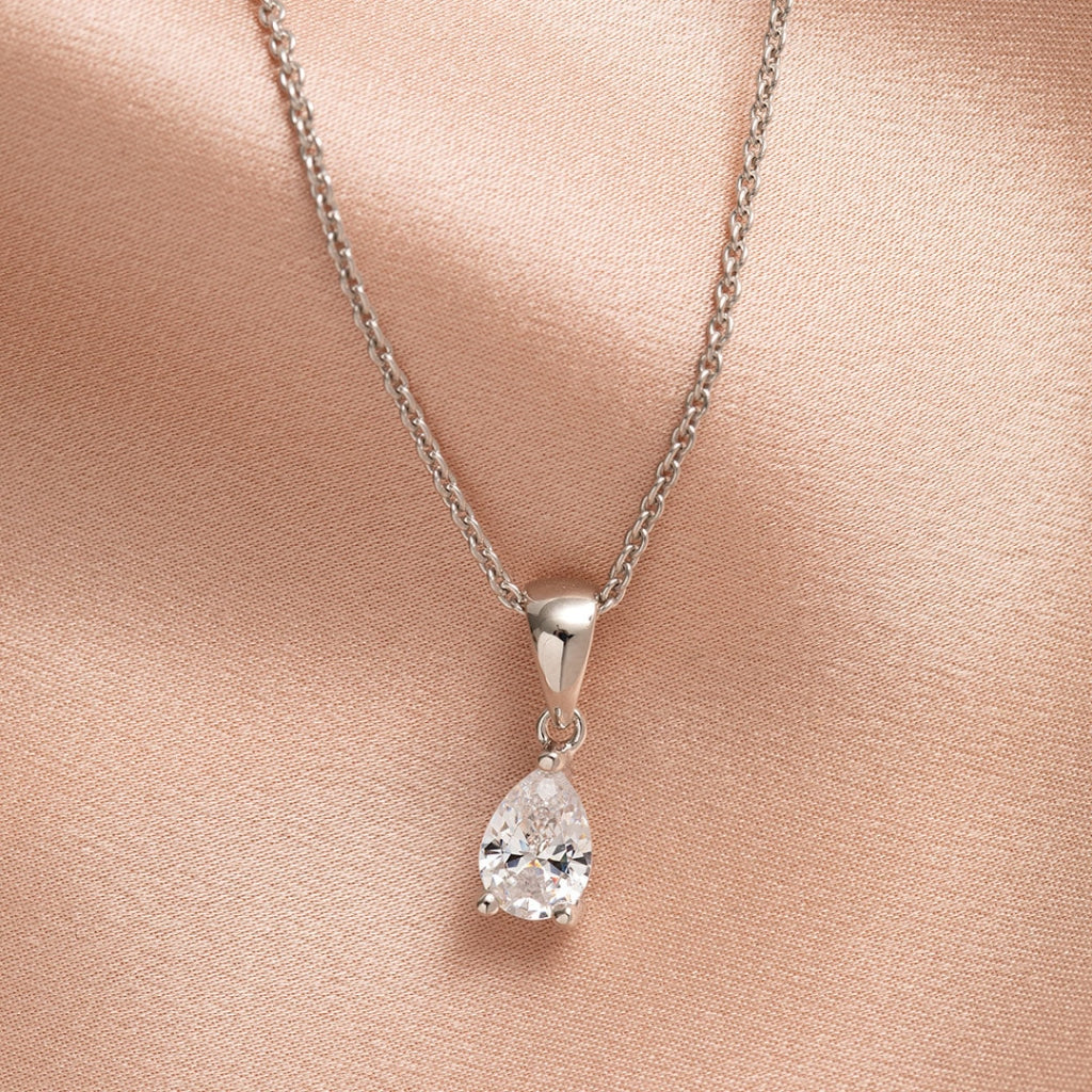 Cubic Zirconia Pear Cut Necklace | Sterling Silver - 