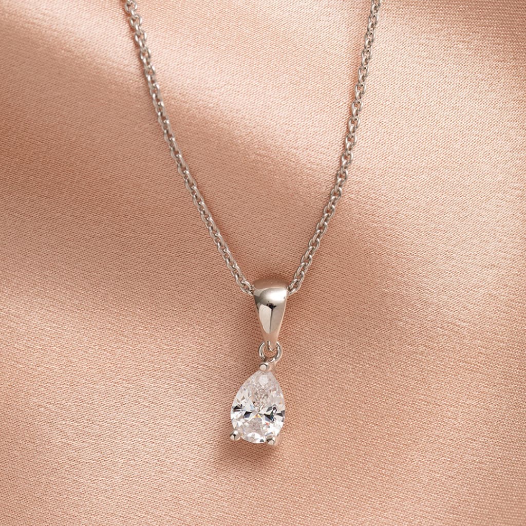 Cubic Zirconia Pear Cut Necklace | Sterling Silver