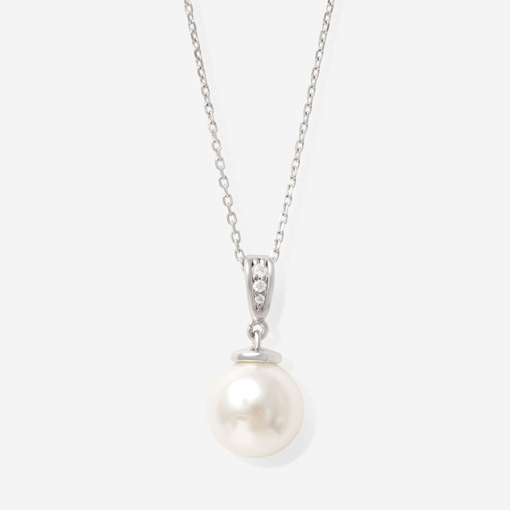 Cubic Zirconia and Pearl Necklace | Sterling Silver