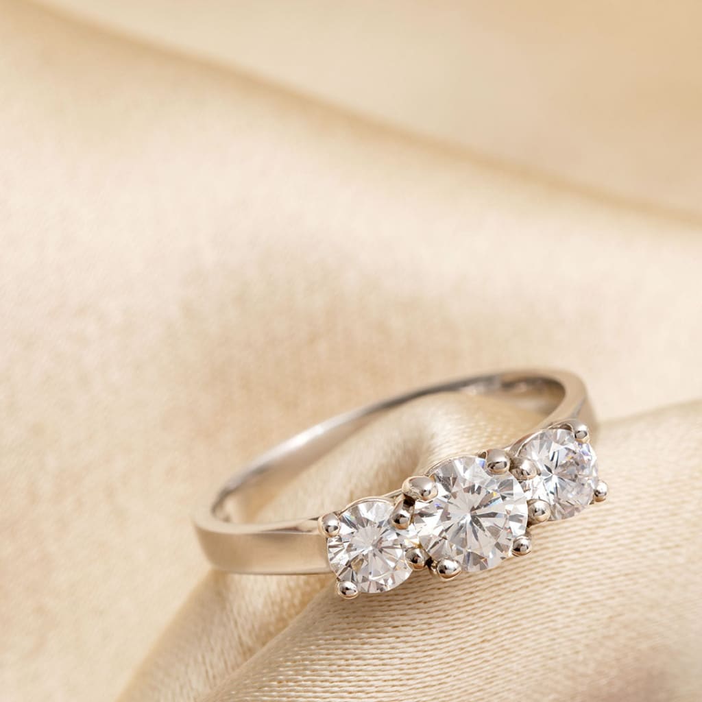 Cubic Zirconia Three Stone Ring | 9ct Gold
