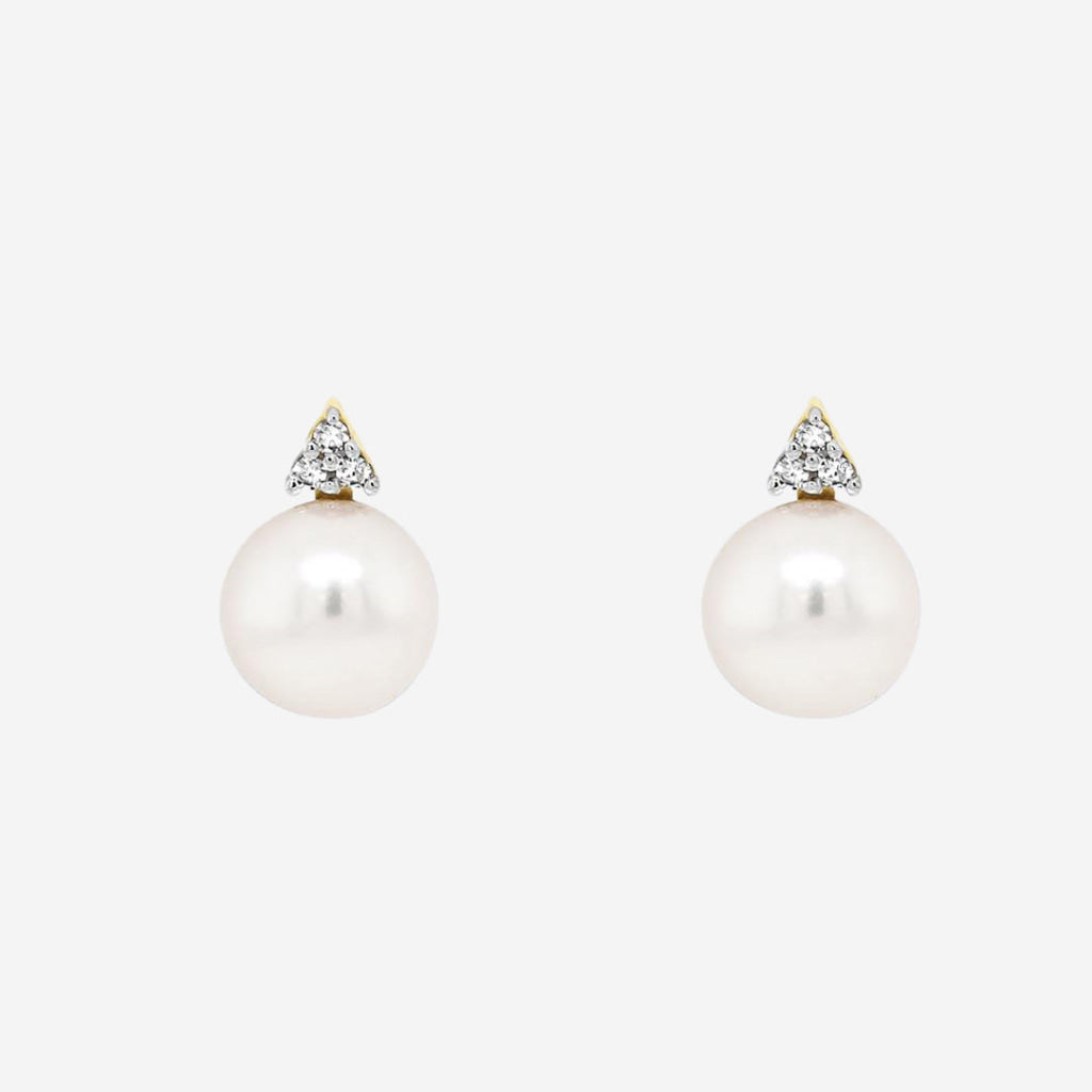 Cultured Pearl & Diamond Earrings | 9ct Gold