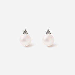 Cultured Pearl & Diamond Earrings | 9ct Gold - Earrings