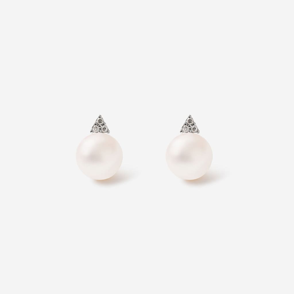 Cultured Pearl & Diamond Earrings | 9ct Gold