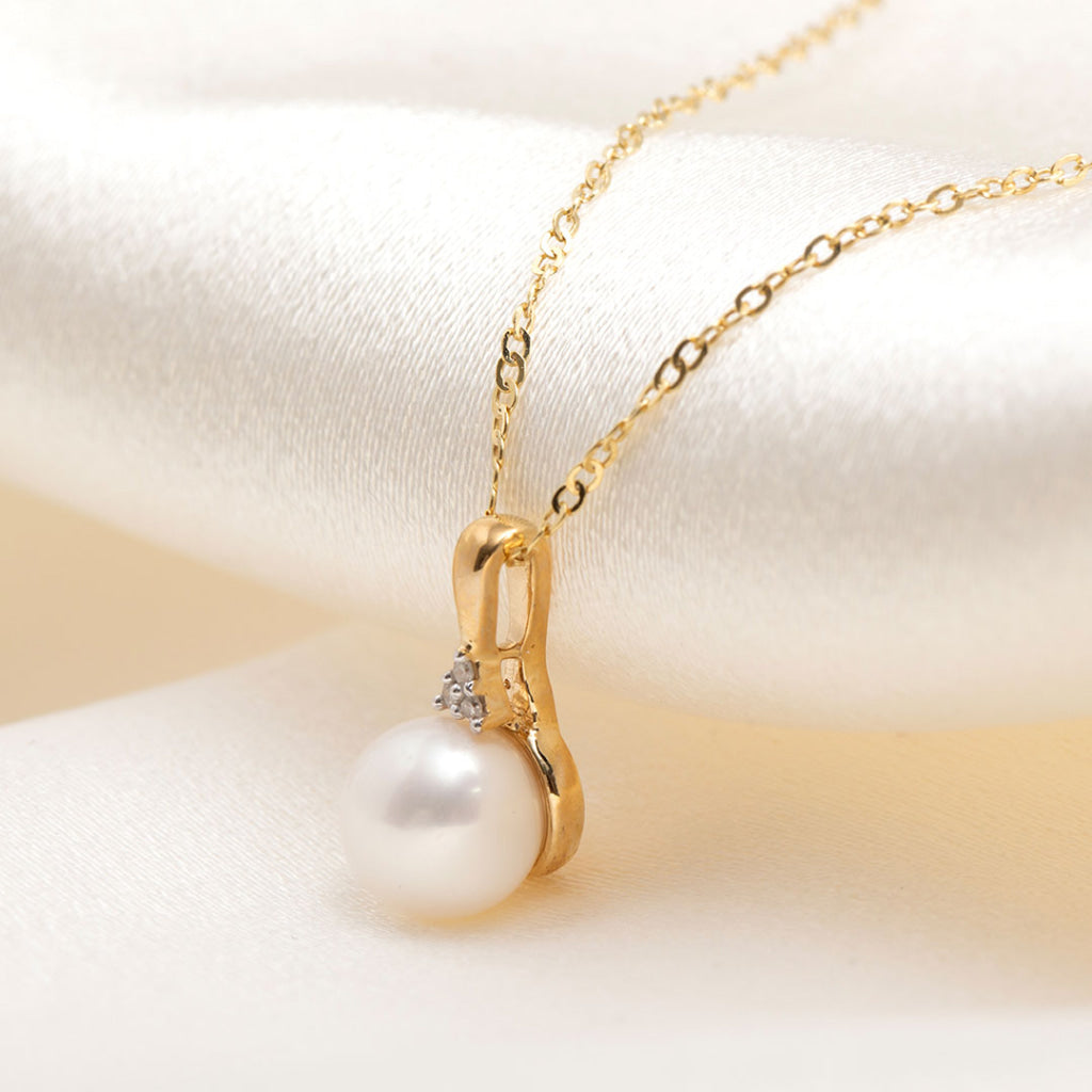 Cultured Pearl & Diamond Necklace | 9ct Gold - Necklace