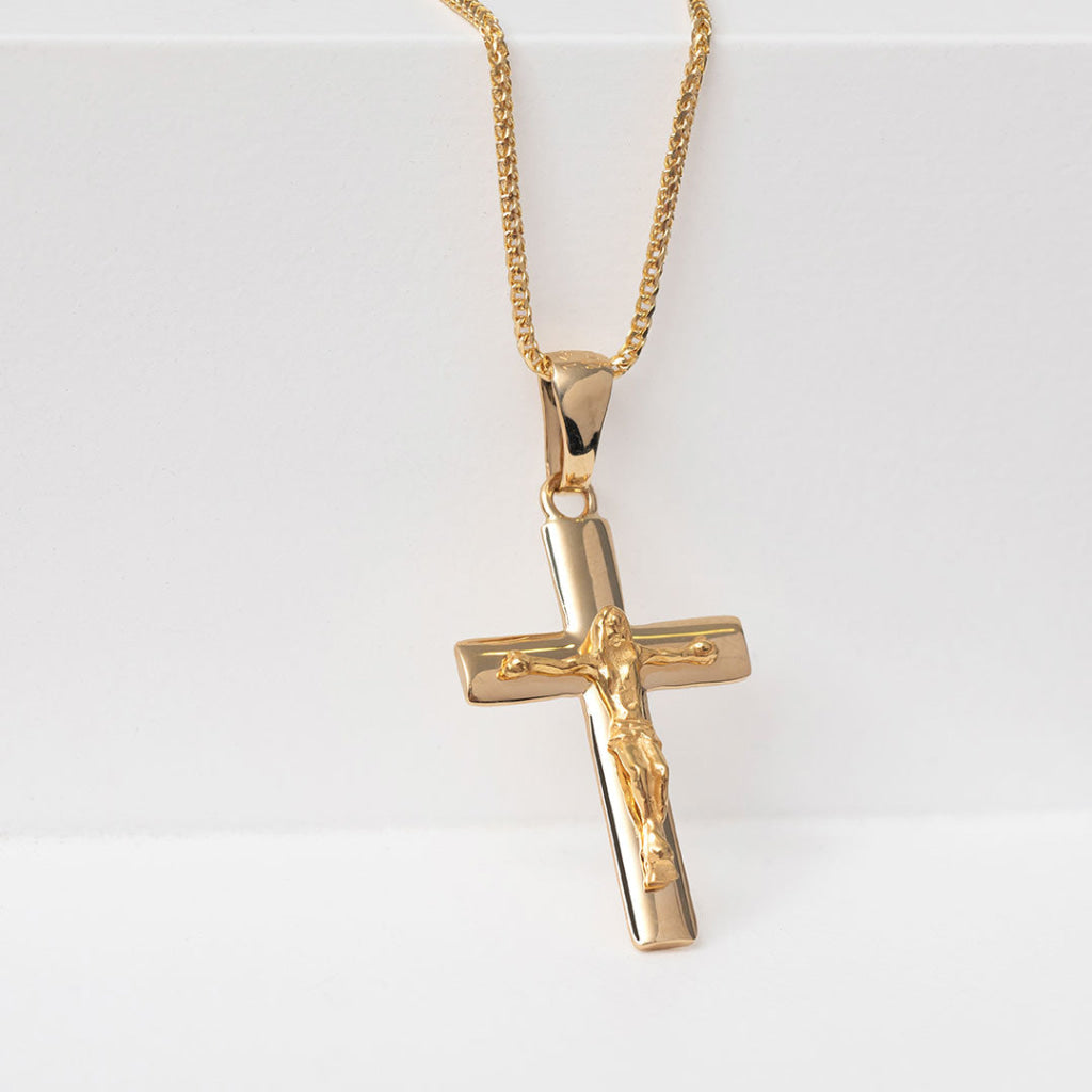 Curved Crucifix Necklace | 14ct Gold - Necklace