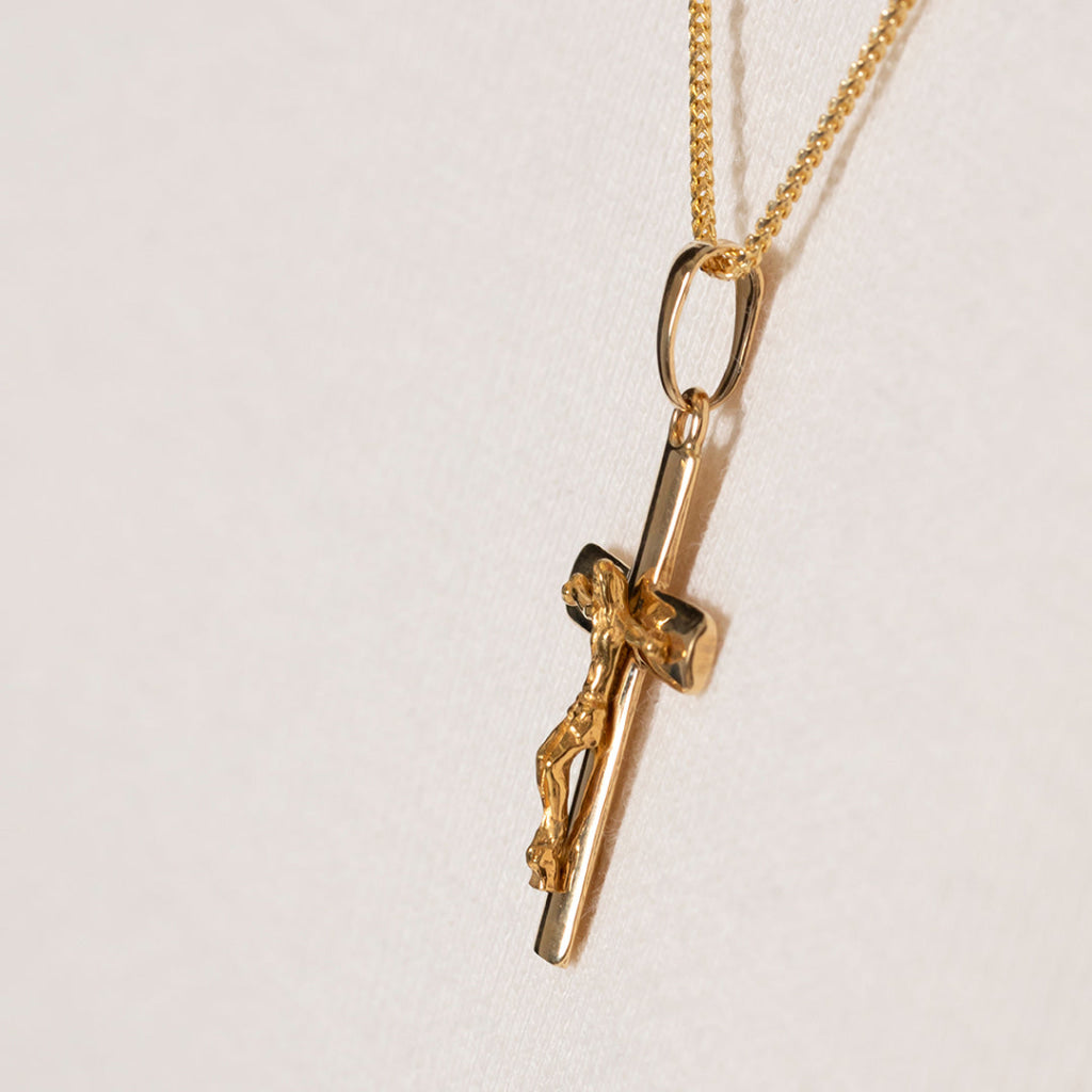 Curved Crucifix Necklace | 14ct Gold - Necklace