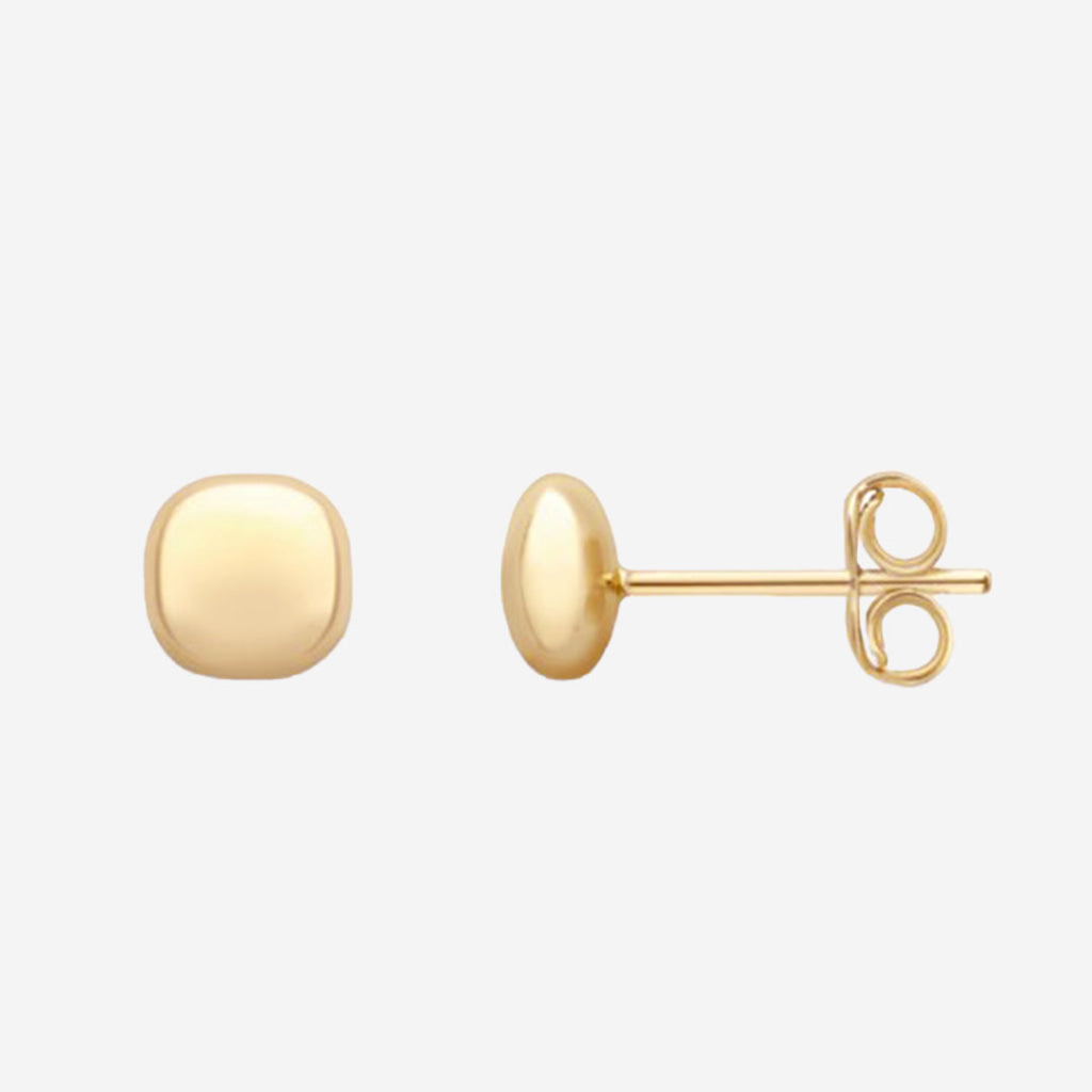 Cushion Button Earrings | 9ct Gold