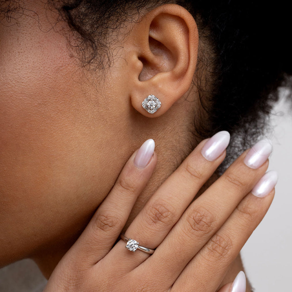 Cushion Halo Diamond Earrings - 0.91 CT | 18ct White Gold