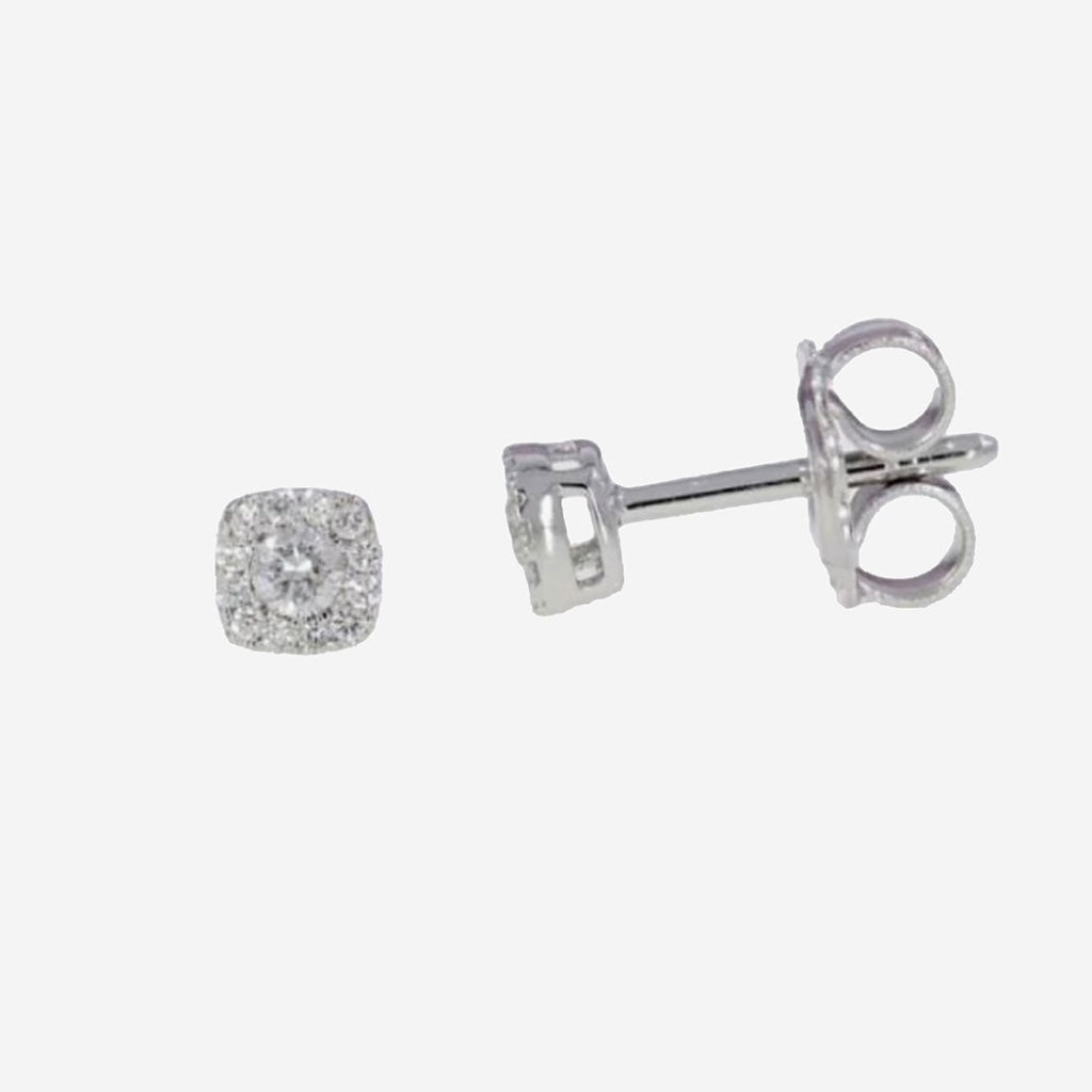 Cushion Halo Diamond Earrings.15ct | 9ct White Gold -
