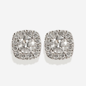 Cushion Halo Diamond Earrings .50ct | 18ct White Gold