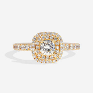 CYRUS 0.85ct | Cushion Halo Diamond Engagement Ring in 18ct Gold
