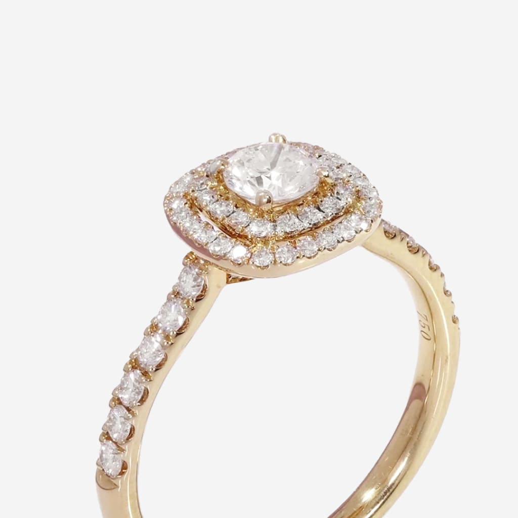 CYRUS | Cushion Halo Diamond Set in 18ct Gold 0.85ct - Rings