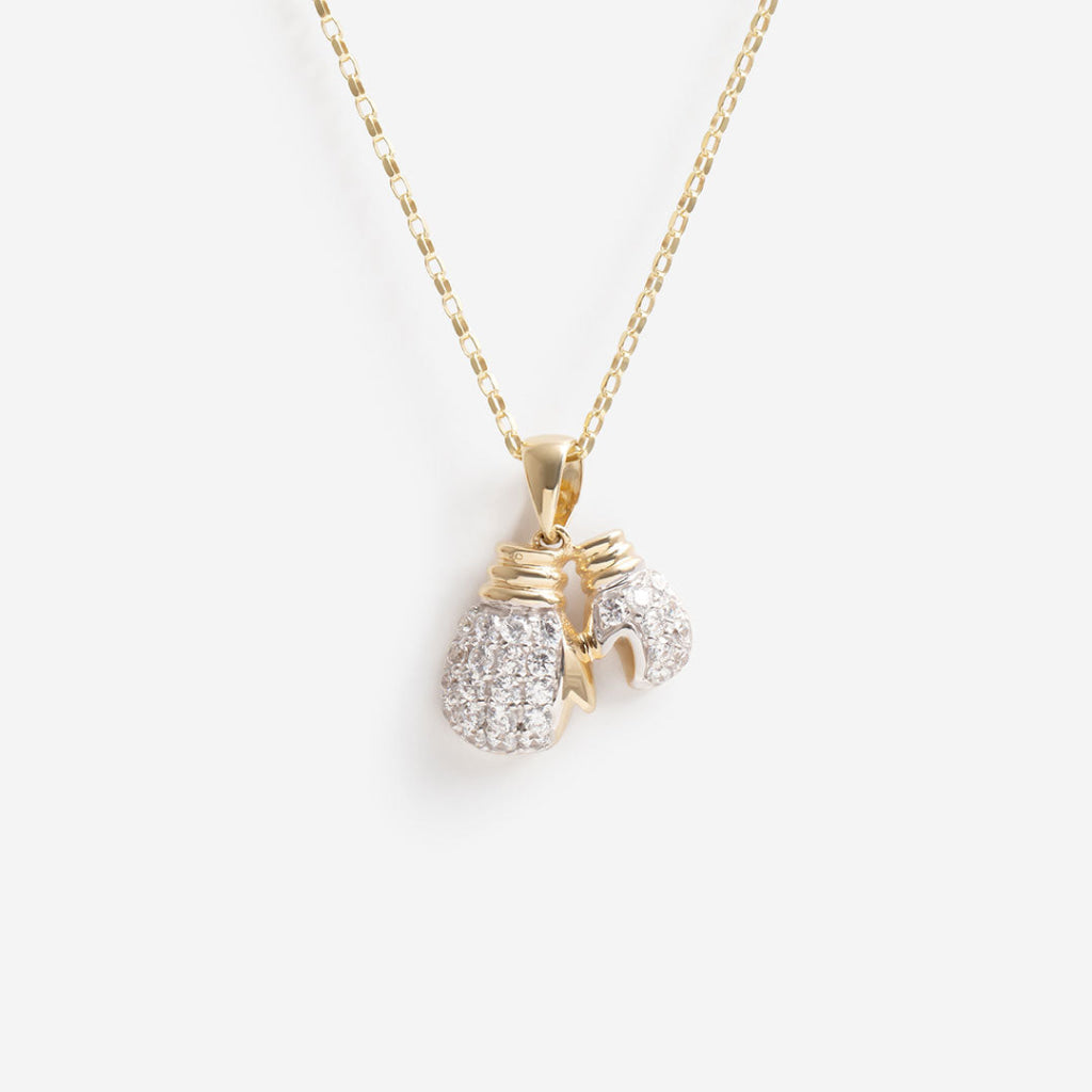 CZ Boxing Gloves Pendant | 9ct Gold