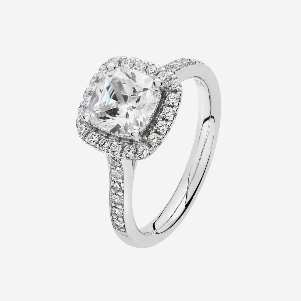CZ Cushion Ring | Sterling Silver