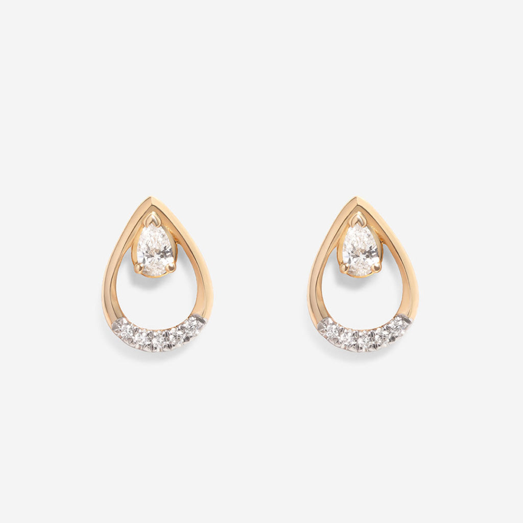 Dainty Diamond Pear Earrings | 9ct Gold - Necklace