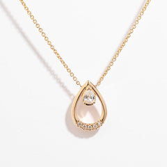 Tear drop diamond necklace - 9ct gold