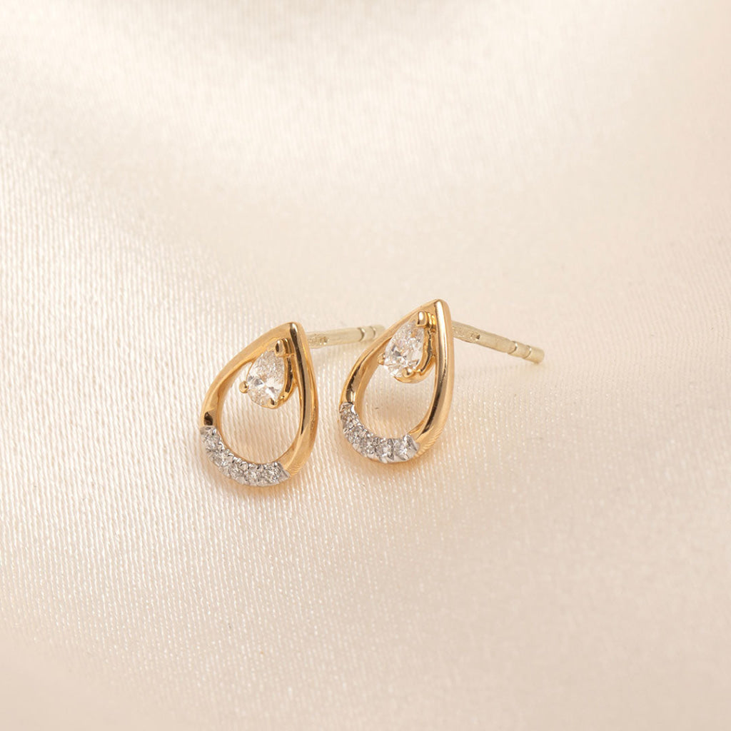 9ct gold diamond set pear cut earrings