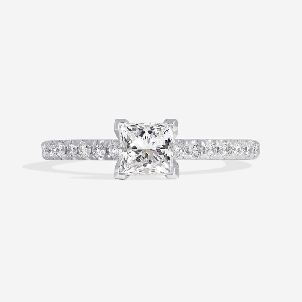 18ct White Gold Princess Cut Diamond Engagement Ring