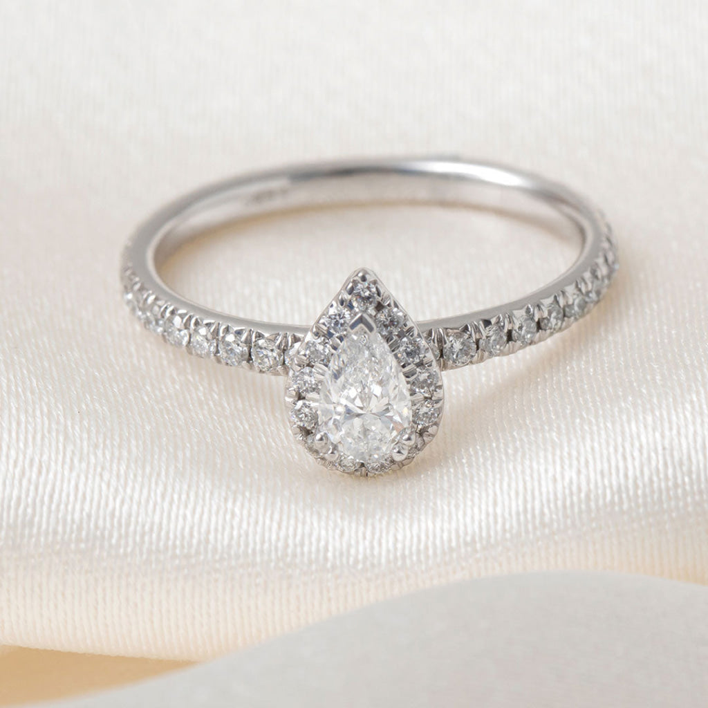 DARCY 0.70ct | Pear Halo Diamond Engagement Ring in 18ct