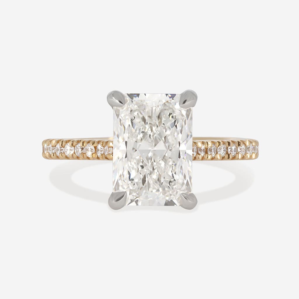 3ct Radiant cut lab grown diamond engagement ring