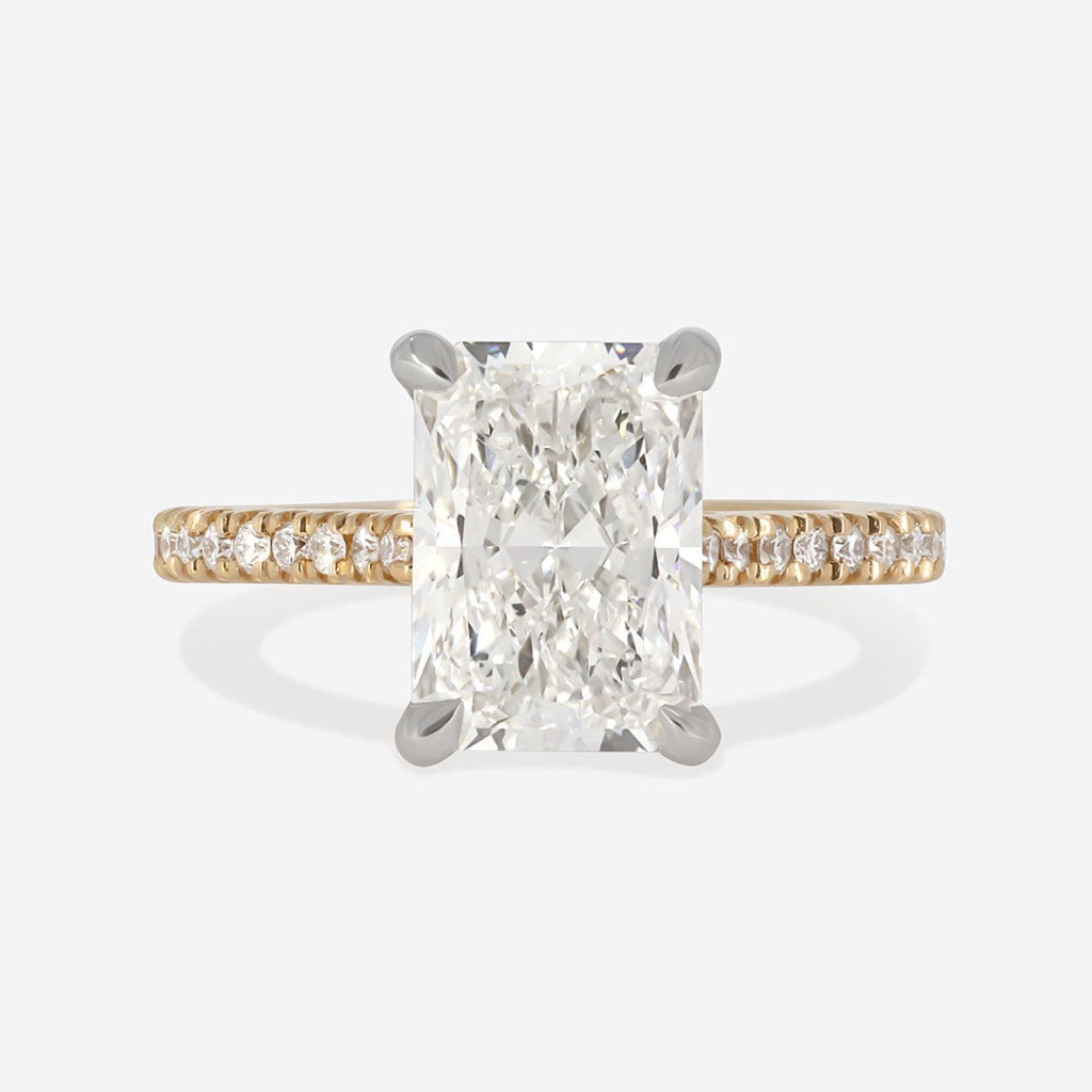 3ct Radiant cut lab grown diamond engagement ring