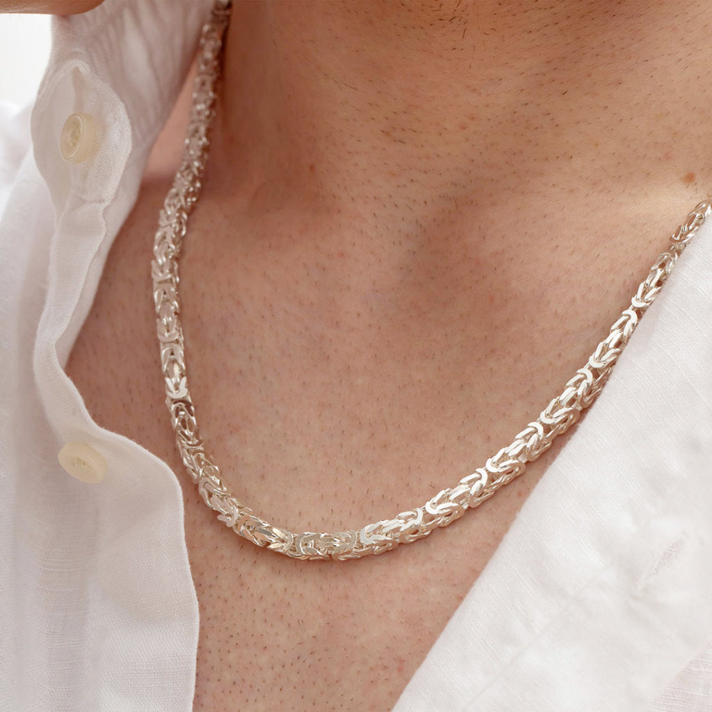 Declan | Sterling Silver Byzantine Chain - Necklace