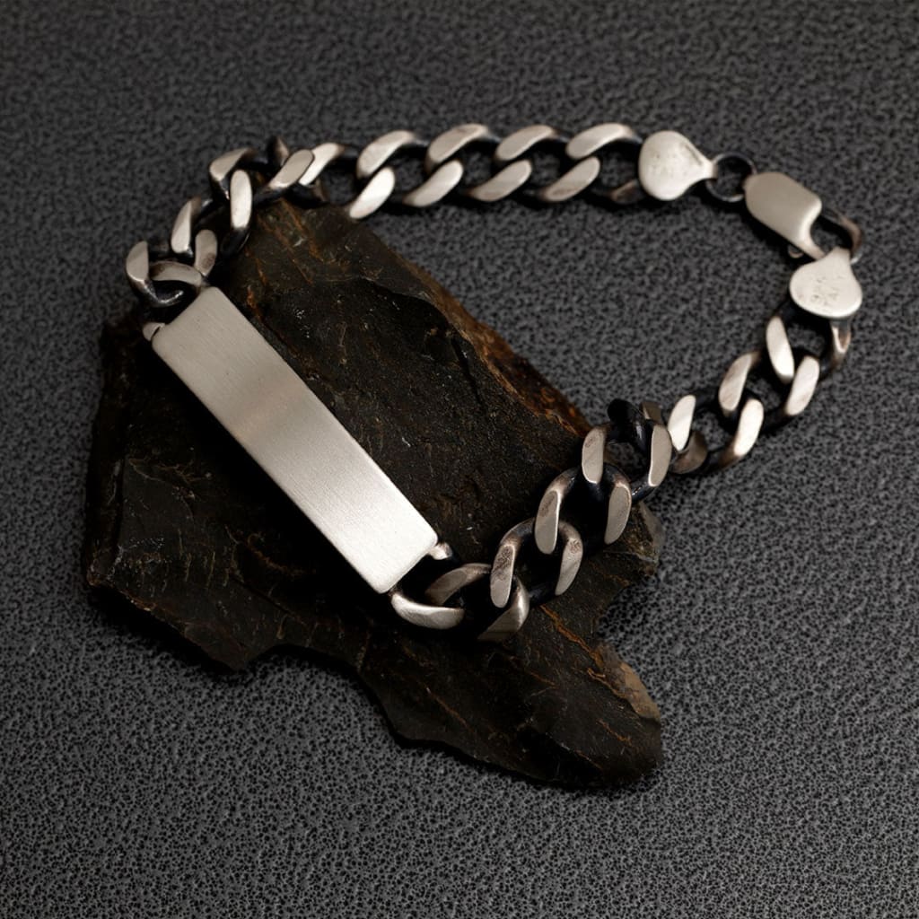 Dempsey | Oxidised Silver ID Bracelet - Gear – Gear Jewellers